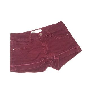 Maroon denim shorts